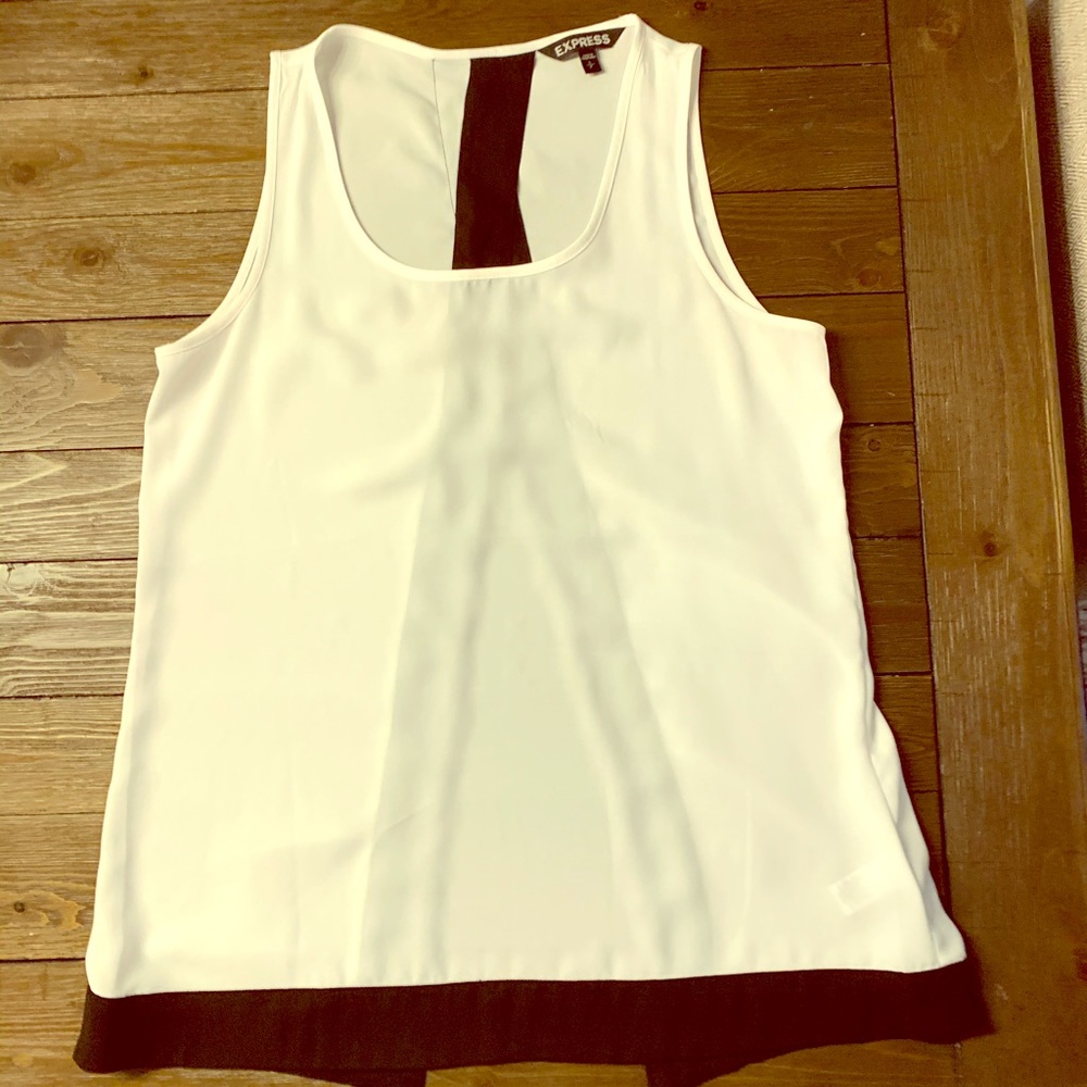 Express Sheer White and Black Blouse